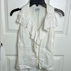 Elegant White Ruffled Women's Blouse